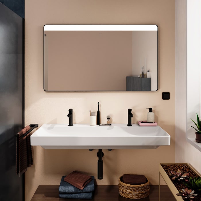 hansgrohe Xarita Lite Q Spiegel mit horizontaler LED-Beleuchtung 1200/30 für Wandschalter
