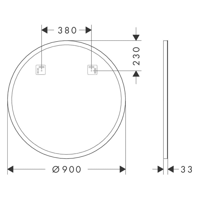 hansgrohe Xarita Lite S Spiegel mit runder LED-Beleuchtung 900/30 für Wandschalter