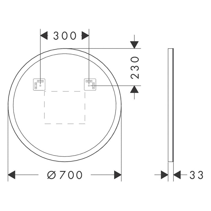 hansgrohe Xarita Lite S Spiegel mit runder LED-Beleuchtung 700/30 IR Sensor