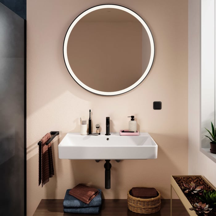 hansgrohe Xarita Lite S Spiegel mit runder LED-Beleuchtung 900/30 für Wandschalter