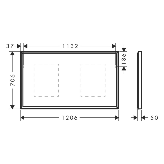 hansgrohe Xarita E Badspiegel in Mattweiß 120 x 70 cm mit Infrarot-Sensor