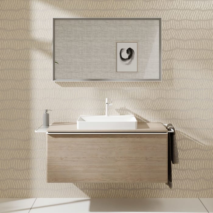 hansgrohe Xarita E Badspiegel in Mattweiß 120 x 70 cm mit Infrarot-Sensor