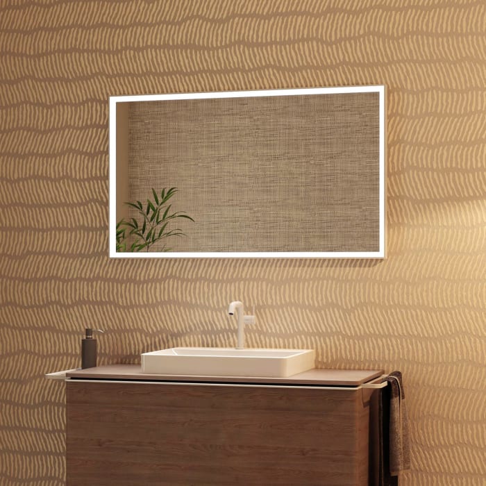 hansgrohe Xarita E Badspiegel in Mattweiß 120 x 70 cm mit Infrarot-Sensor