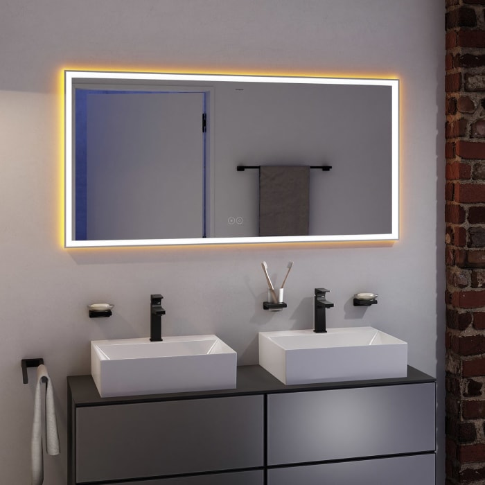 hansgrohe Xarita E Badspiegel 140 x 70 cm mit kapazitivem Berührungssensor in mattweiß