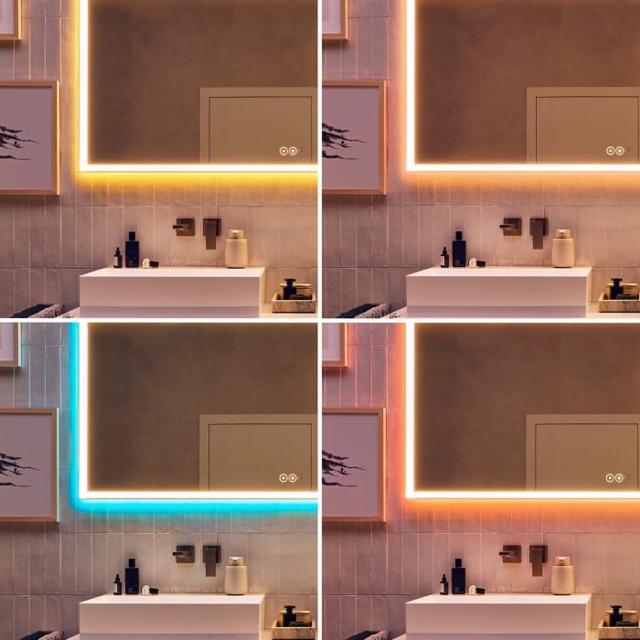 hansgrohe Xarita E Badspiegel 60 x 70 cm in mattweiß mit Berührungssensor