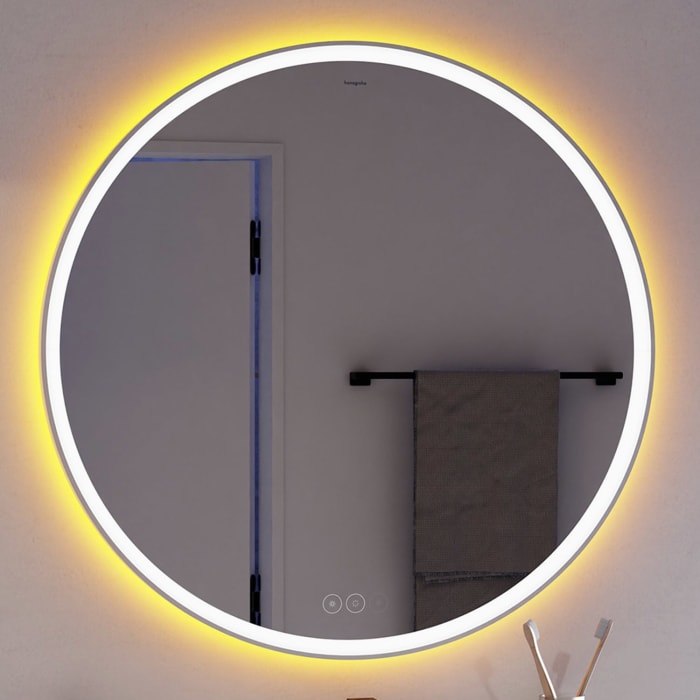 hansgrohe Xarita S Badspiegel Ø 90 cm mit Berührungssensor in Mattweiß