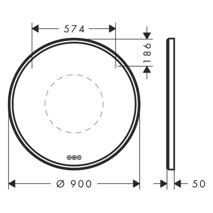 hansgrohe Xarita S Badspiegel Ø 90 cm mit Berührungssensor in Mattweiß