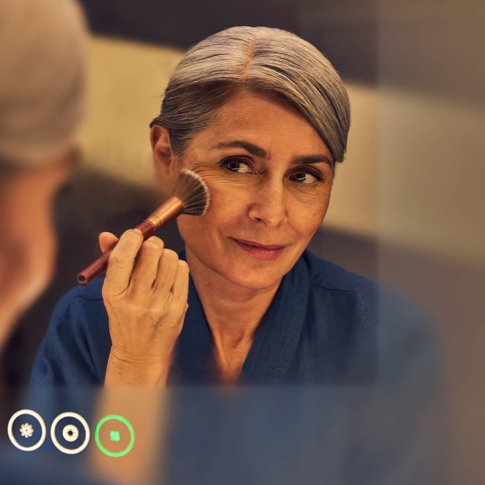 hansgrohe Xarita S Badspiegel Ø 90 cm mit Berührungssensor in Mattweiß