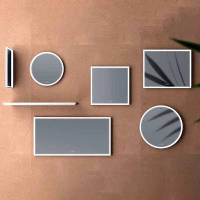 hansgrohe Xarita S Badspiegel Ø 90 cm mit Berührungssensor in Mattweiß