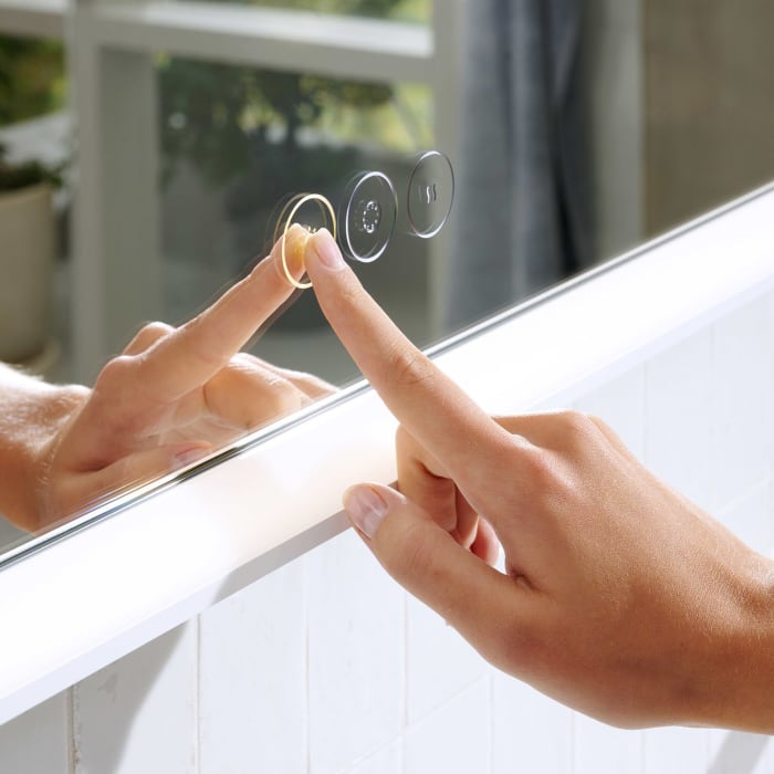 hansgrohe Xarita S Badspiegel Ø 90 cm mit Berührungssensor in Mattweiß