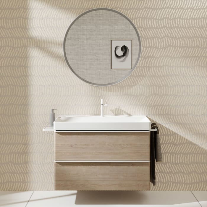 hansgrohe Xarita S Badspiegel Ø 90 cm mit Infrarot-Sensor in mattem Weiß