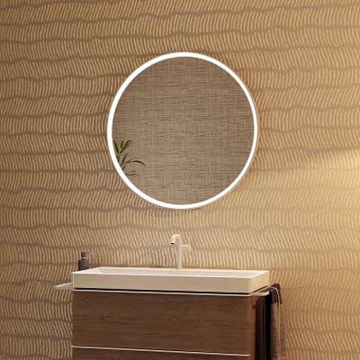 hansgrohe Xarita S Badspiegel Ø 90 cm mit Infrarot-Sensor in mattem Weiß