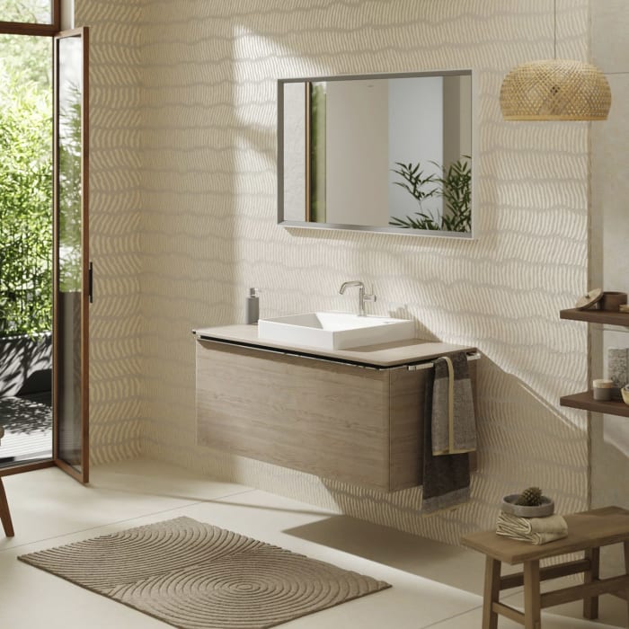 hansgrohe Xelu Q Konsole mit Ausschnitt mittig 118 x 55 cm, für Aufsatzwaschtisch geschliffen 60 x 48 cm