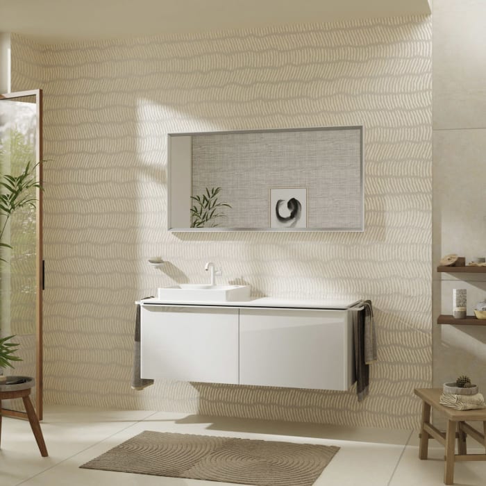 hansgrohe Xelu Q Konsole mit Ausschnitt links 136 x 55 cm, für Aufsatzwaschtisch geschliffen 50 x 48 cm