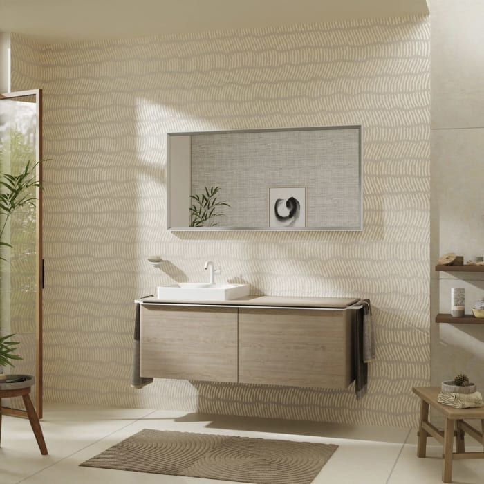 hansgrohe Xelu Q Konsole mit Ausschnitt links 136 x 55 cm, für Aufsatzwaschtisch geschliffen 50 x 48 cm