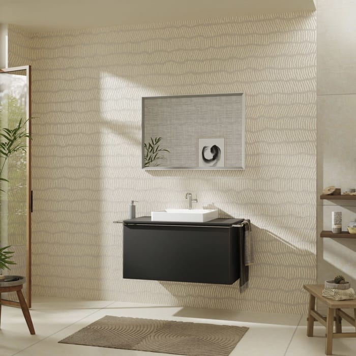 hansgrohe Xelu Q Konsole mit Ausschnitt mittig 98 x 55 cm, für Aufsatzwaschtisch geschliffen 60 x 48 cm