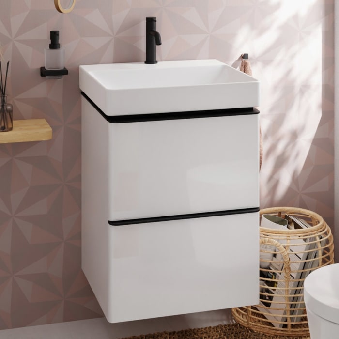 hansgrohe Xelu Q Waschtischunterschrank 48 x 60,5 cm, 2 Schubkästen, Griff mattschwarz