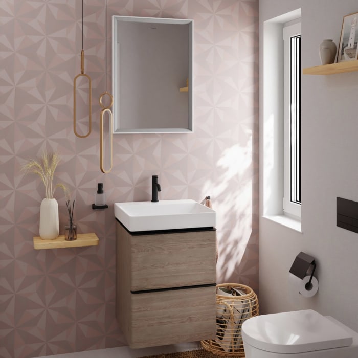 hansgrohe Xelu Q Waschtischunterschrank 48 x 60,5 cm, 2 Schubkästen, Griff mattschwarz