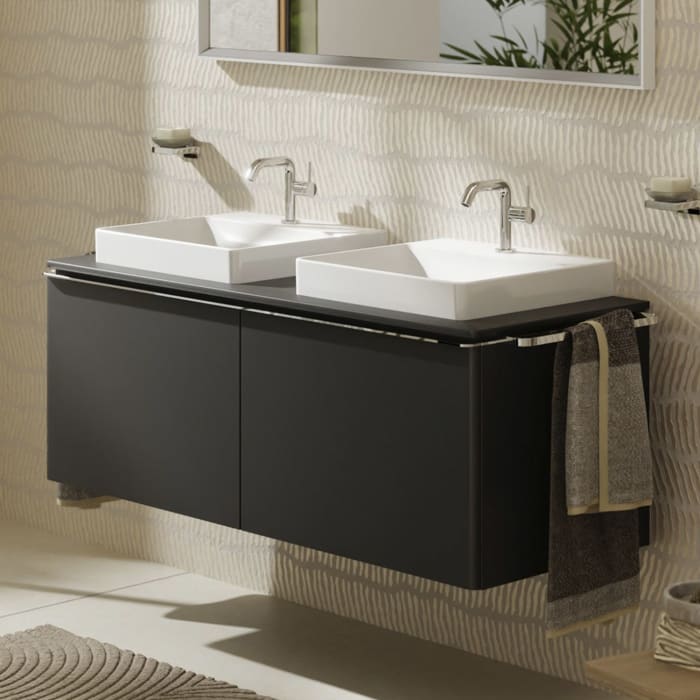 hansgrohe Xelu Q Waschtischunterschrank für Konsole 136 x 48,5 cm, 2 Schubkästen, Griff chrom