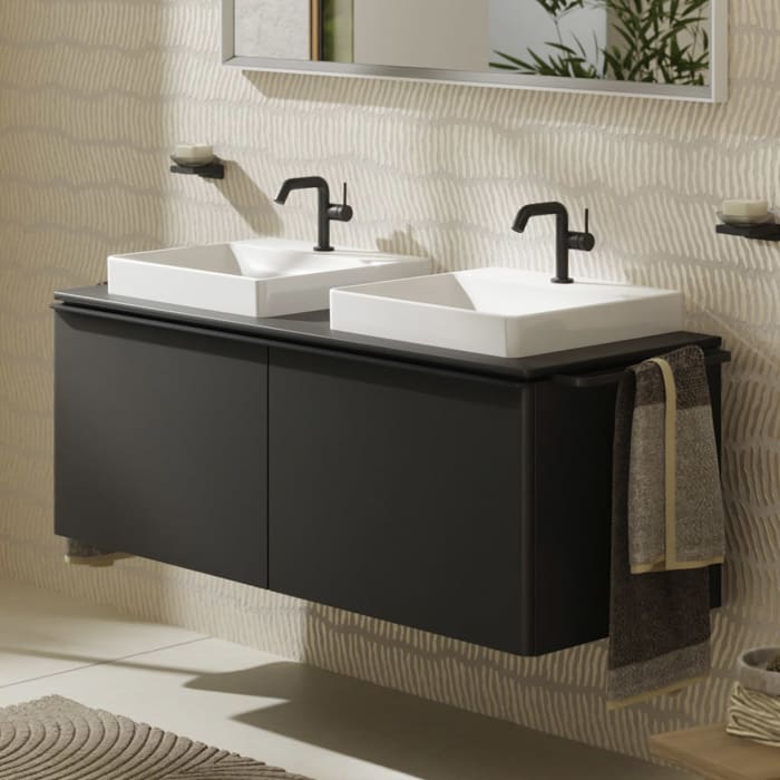 hansgrohe Xelu Q Waschtischunterschrank für Konsole 136 x 48,5 cm, 2 Schubkästen, Griff mattschwarz