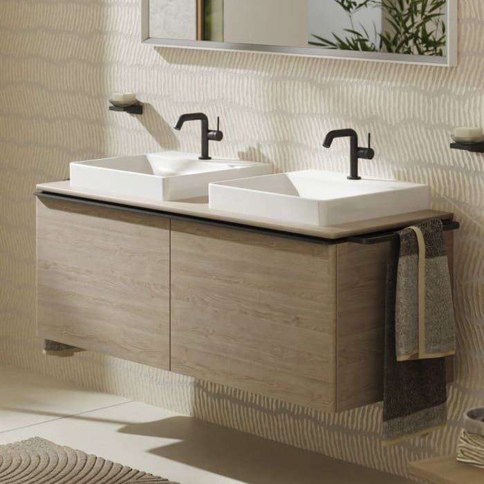 hansgrohe Xelu Q Waschtischunterschrank für Konsole 136 x 48,5 cm, 2 Schubkästen, Griff mattschwarz