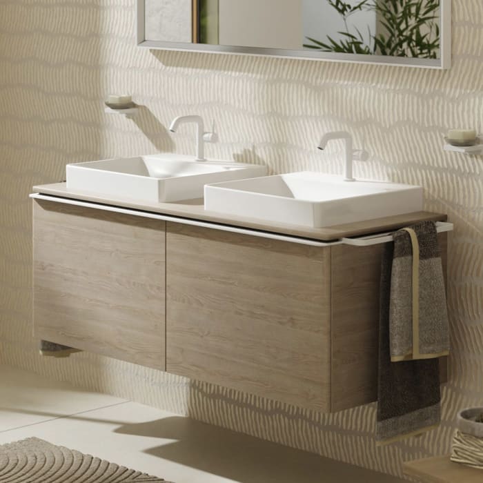 hansgrohe Xelu Q Waschtischunterschrank für Konsole 136 x 48,5 cm, 2 Schubkästen, Griff mattweiß