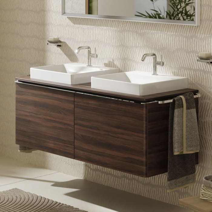 hansgrohe Xelu Q Waschtischunterschrank für Konsole 136 x 48,5 cm, 2 Schubkästen, Griff chrom