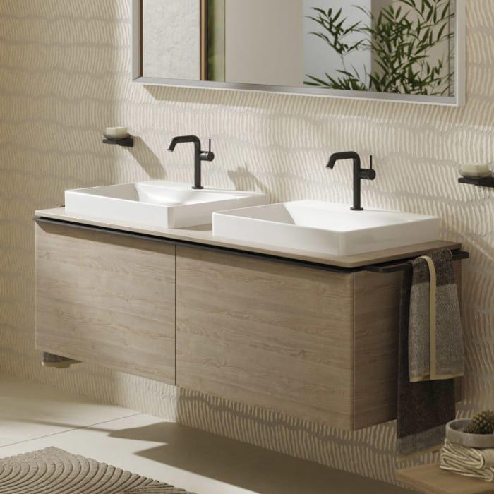 hansgrohe Xelu Q Waschtischunterschrank für Konsole 156 x 48,5 cm, 2 Schubkästen, Griff mattschwarz