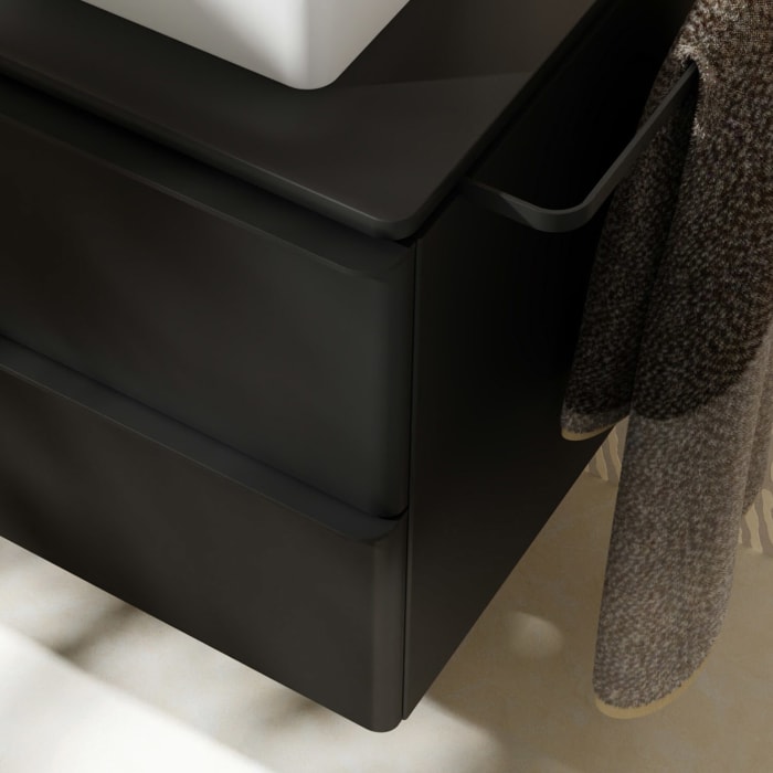 hansgrohe Xelu Q Waschtischunterschrank für Konsole 78 x 48,5 cm, 2 Schubkästen, Griff mattschwarz