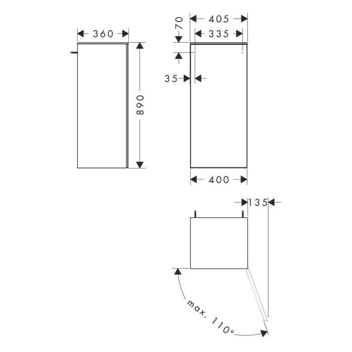 hansgrohe Xevolos E Halbhochschrank 40 x 89 cm 1 Tür Anschlag rechts