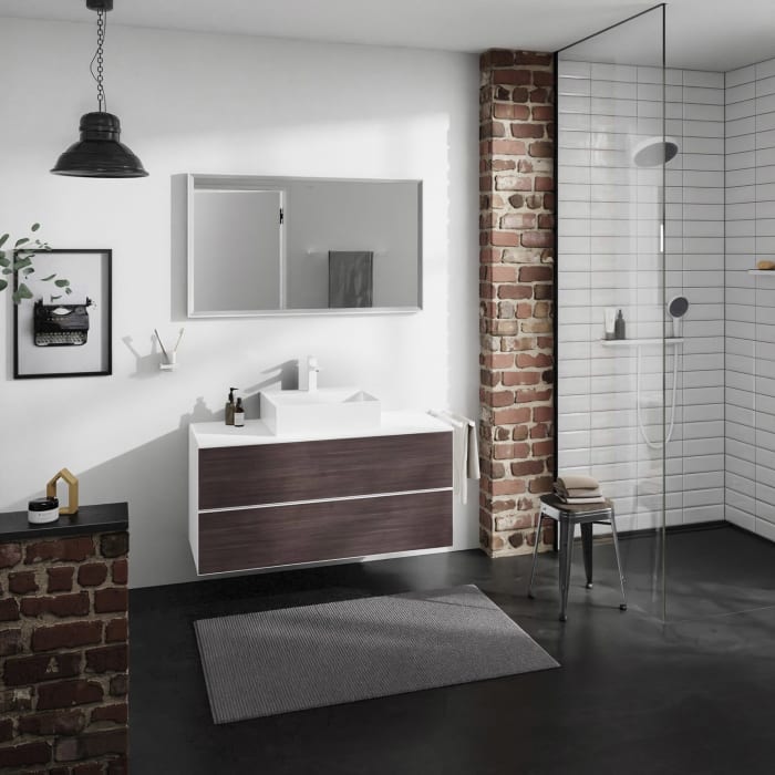 hansgrohe Xevolos E Konsole 118 x 55 cm mit Ausschnitt mittig für Aufsatzwaschtisch 50 oder 60 x 48 cm