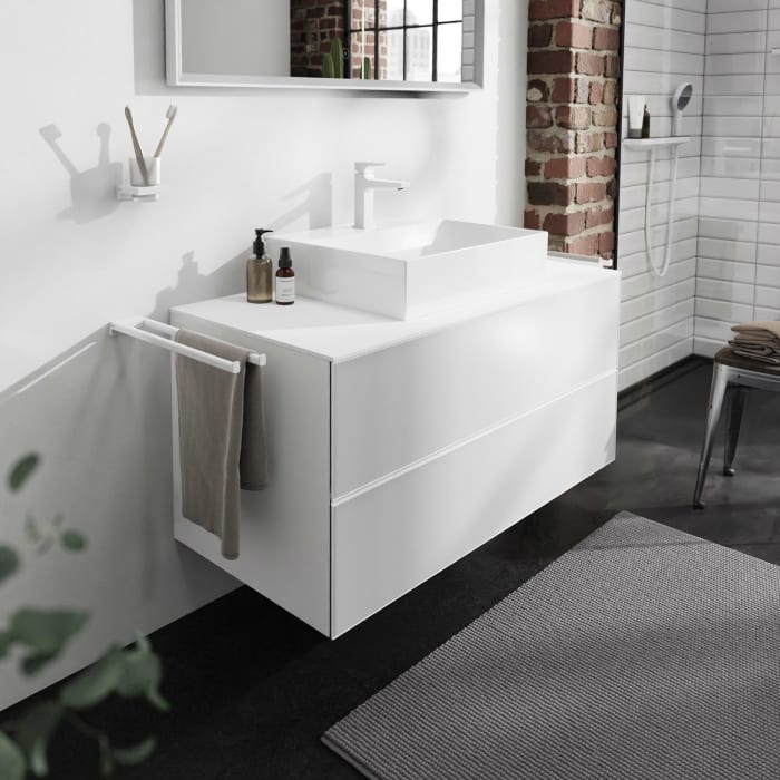 hansgrohe Xevolos E Konsole 118 x 55 cm mit Ausschnitt mittig für Aufsatzwaschtisch 50 oder 60 x 48 cm