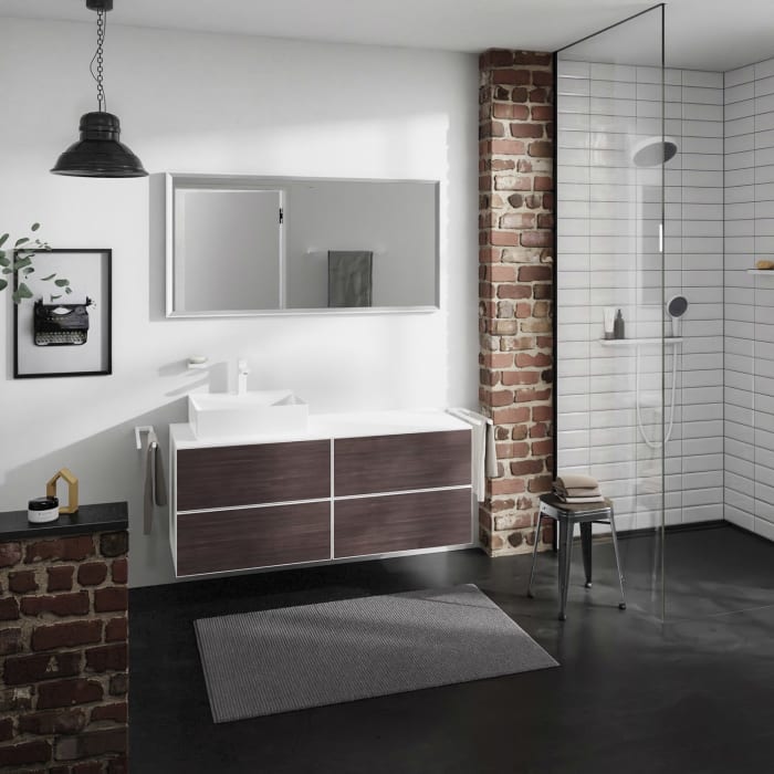 hansgrohe Xevolos E Konsole 137 x 55 cm mit Ausschnitt links für Aufsatzwaschtisch 50 x 48 cm