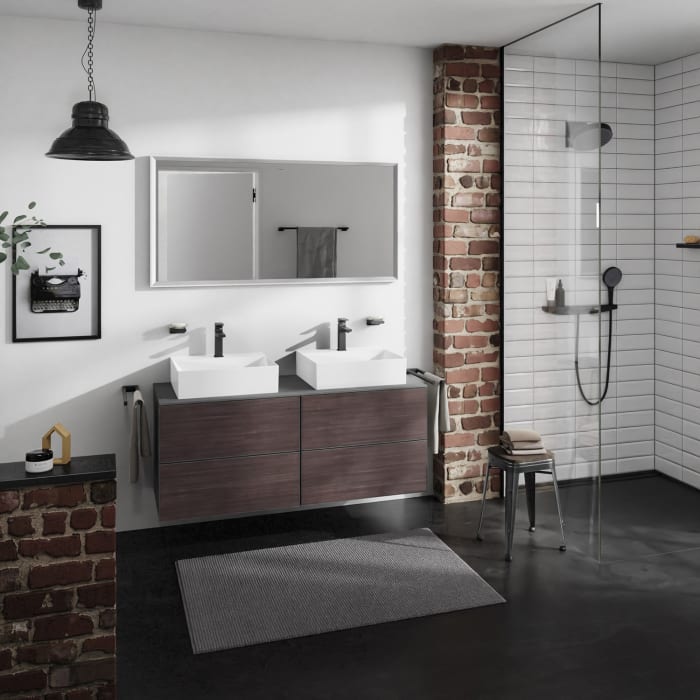 hansgrohe Xevolos E Konsole 137 x 55 cm mit 2 Ausschnitten für Aufsatzwaschtisch 50 x 48 cm