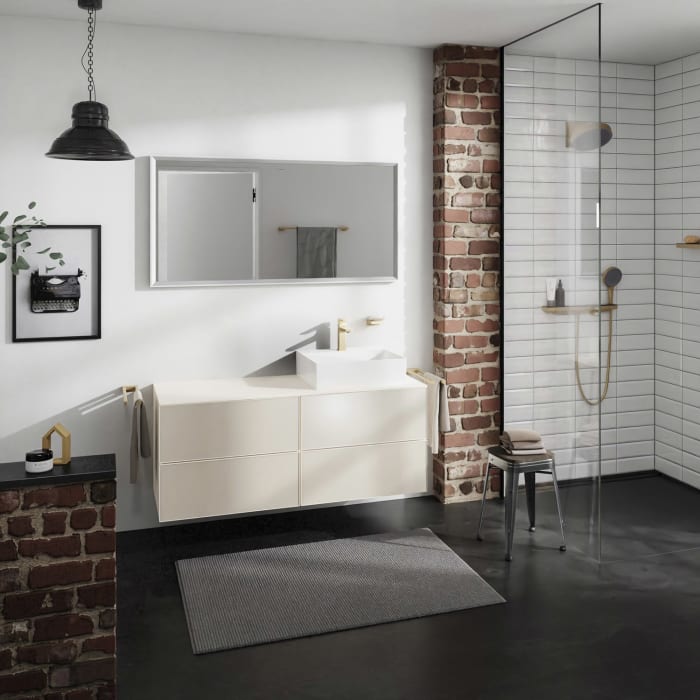 hansgrohe Xevolos E Konsole 137 x 55 cm mit Ausschnitt rechts für Aufsatzwaschtisch 50 x 48 cm