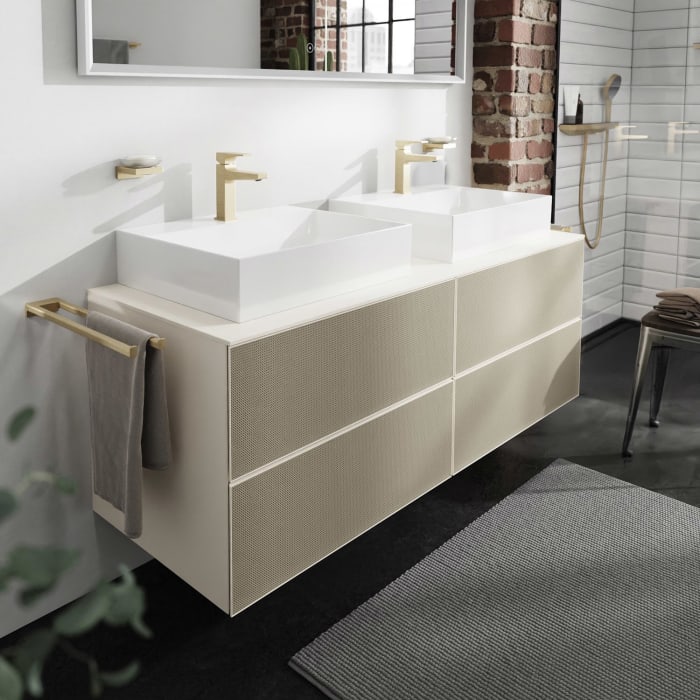 hansgrohe Xevolos E Konsole 157 x 55 cm mit 2 Ausschnitten für Aufsatzwaschtisch 60 x 48 cm