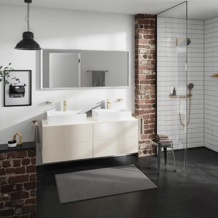 hansgrohe Xevolos E Konsole 157 x 55 cm mit 2 Ausschnitten für Aufsatzwaschtisch 60 x 48 cm