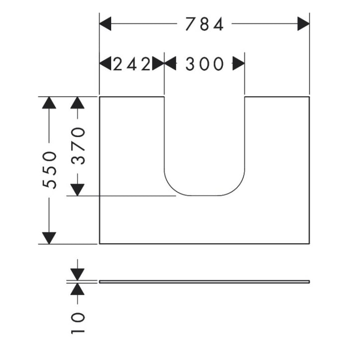 hansgrohe Xevolos E Konsole 78 x 55 cm mit Ausschnitt mittig für Aufsatzwaschtisch 50 oder 60 x 48 cm