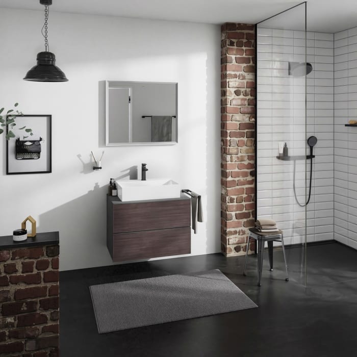 hansgrohe Xevolos E Konsole 78 x 55 cm mit Ausschnitt mittig für Aufsatzwaschtisch 50 oder 60 x 48 cm