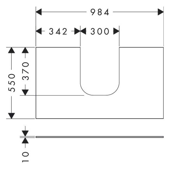 hansgrohe Xevolos E Konsole 98 x 55 cm mit Ausschnitt mittig für Aufsatzwaschtisch 50 oder 60 x 48 cm