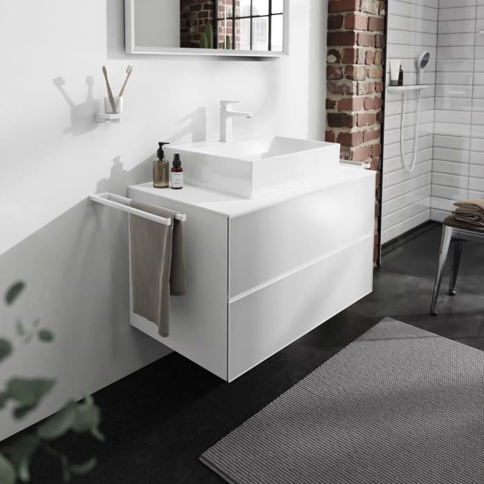 hansgrohe Xevolos E Konsole 98 x 55 cm mit Ausschnitt mittig für Aufsatzwaschtisch 50 oder 60 x 48 cm
