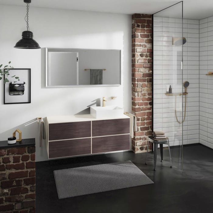 hansgrohe Xevolos E Waschtischunterschrank 137 x 55 cm mit 4 Schubkästen für Konsolen und Aufsatzwaschtisch rechts