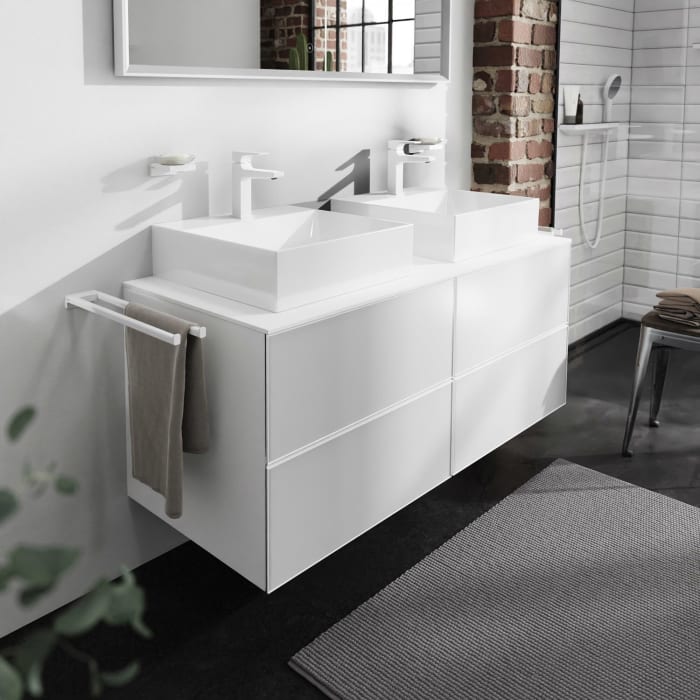 hansgrohe Xevolos E Waschtischunterschrank 137 x 55 mit 4 Schubkästen für Konsolen und 2 Aufsatzwaschtische