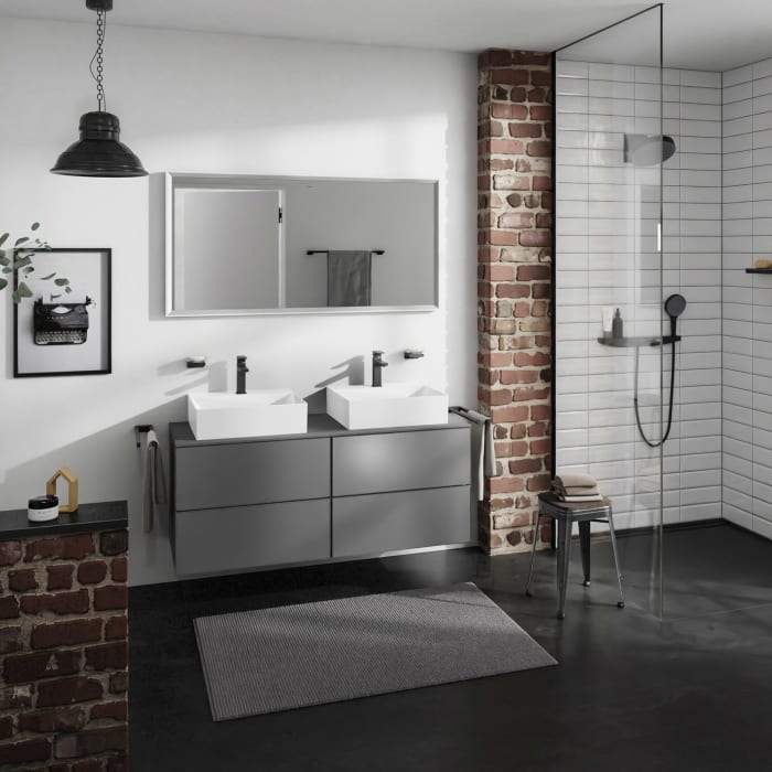 hansgrohe Xevolos E Waschtischunterschrank 137 x 55 mit 4 Schubkästen für Konsolen und 2 Aufsatzwaschtische