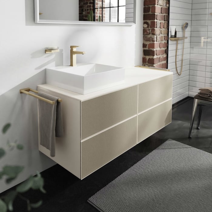 hansgrohe Xevolos E Waschtischunterschrank 137 x 55 cm mit 4 Schubkästen für Konsolen und Aufsatzwaschtisch links