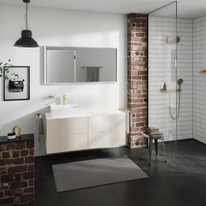 hansgrohe Xevolos E Waschtischunterschrank 137 x 55 cm mit 4 Schubkästen für Konsolen und Aufsatzwaschtisch links