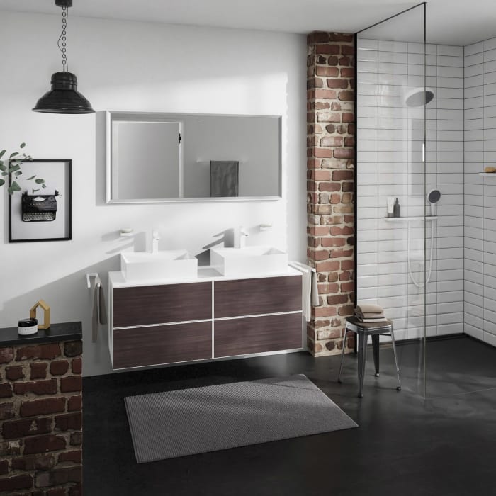 hansgrohe Xevolos E Waschtischunterschrank 137 x 55 mit 4 Schubkästen für Konsolen und 2 Aufsatzwaschtische