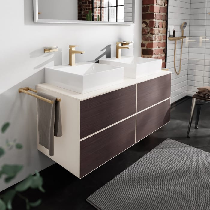 hansgrohe Xevolos E Waschtischunterschrank 137 x 55 mit 4 Schubkästen für Konsolen und 2 Aufsatzwaschtische