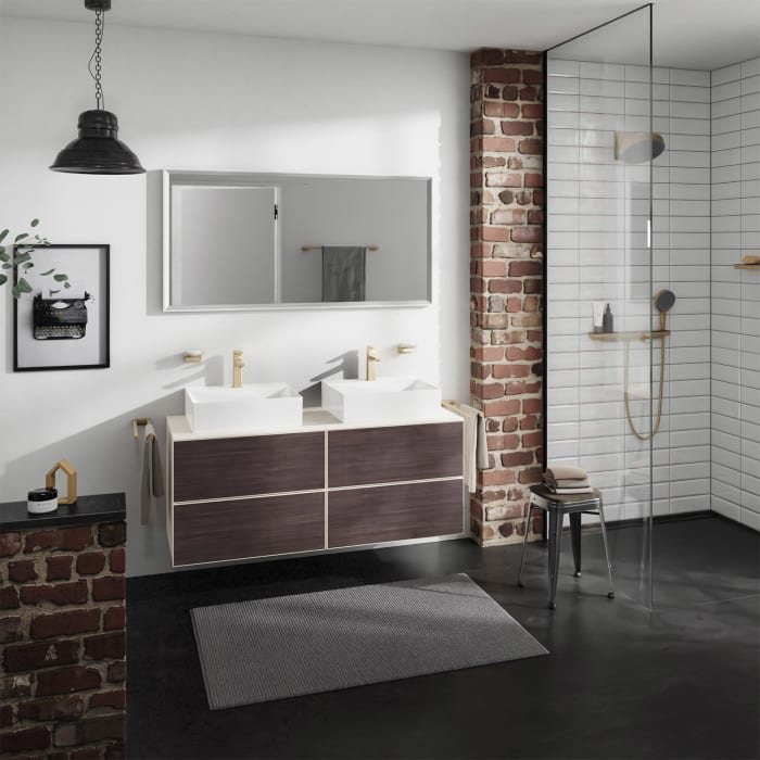 hansgrohe Xevolos E Waschtischunterschrank 137 x 55 mit 4 Schubkästen für Konsolen und 2 Aufsatzwaschtische