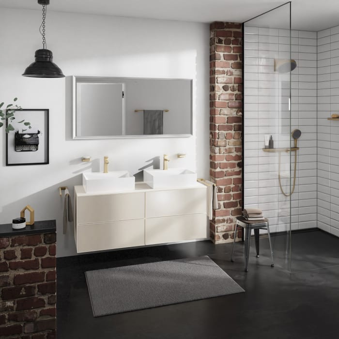 hansgrohe Xevolos E Waschtischunterschrank 137 x 55 mit 4 Schubkästen für Konsolen und 2 Aufsatzwaschtische